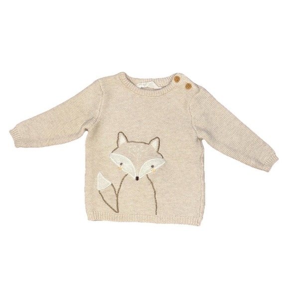 Rene Rofe Other - Rene Rofe Fox Knit Sweater Baby 6-9 Months Beige Woodland Forest Earthy Neutral